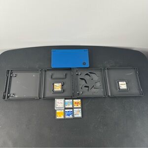 Nintendo DSi XL Midnight Blue System Bundle Lot With 8 Games Tested & Working